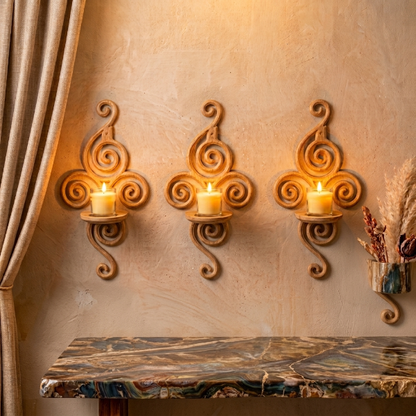 3PCs Cream Wooden Elegant Wall Shelf
