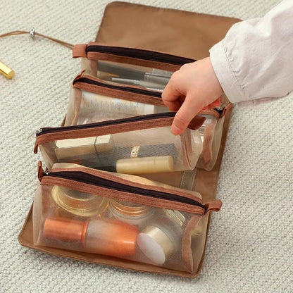 Portable Travel 4 in 1 Hanging Roll Up Cosmetic & Makeup Bag