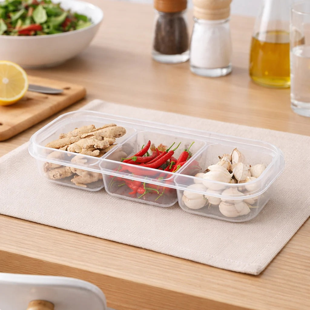 3-Section Storage Box with Soft Seal Lids