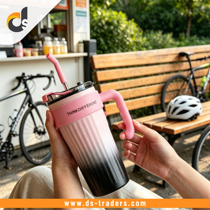 Elegant Stainless Steel Tumbler With Metal Straw