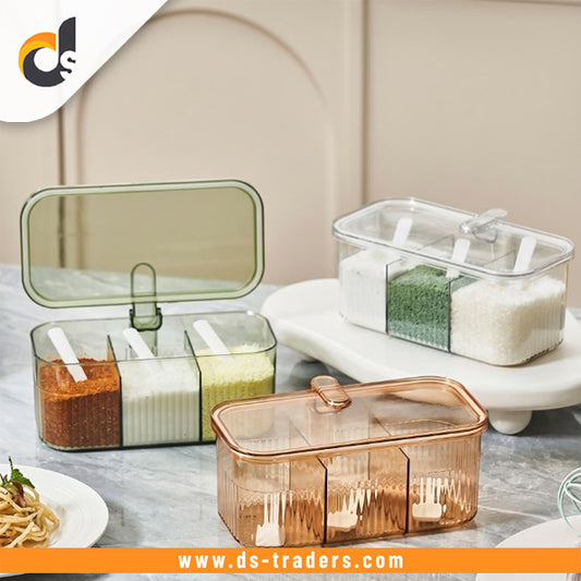 3-Section Kitchen Spice Storage Box