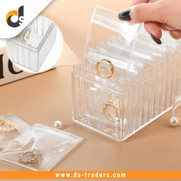 Transparent Acrylic Jewelry Box With 20 Pouches