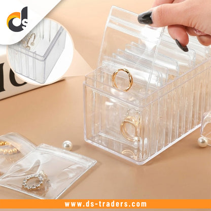 Transparent Acrylic Jewelry Box With 20 Pouches