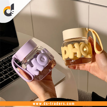 Elegent Letter Glass Travel Mug