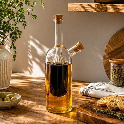 Elegant Glass Oil Bottle with Double Spout