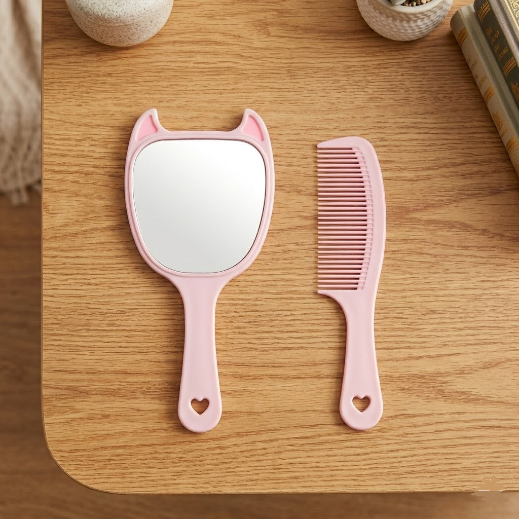 2 In 1 Hand Mirror Comb Set