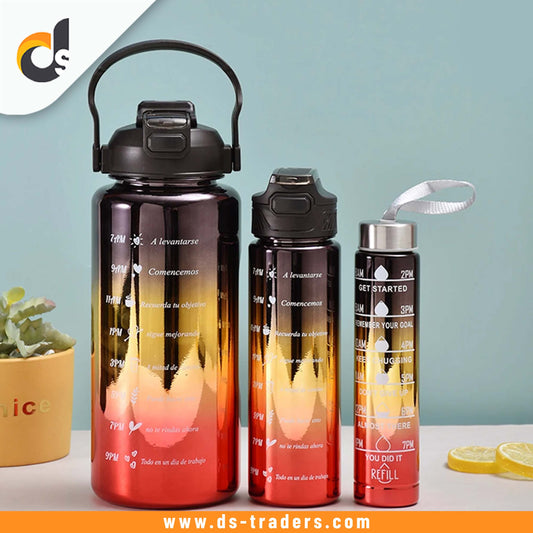 3Pcs Leakproof Water Bottle with Times