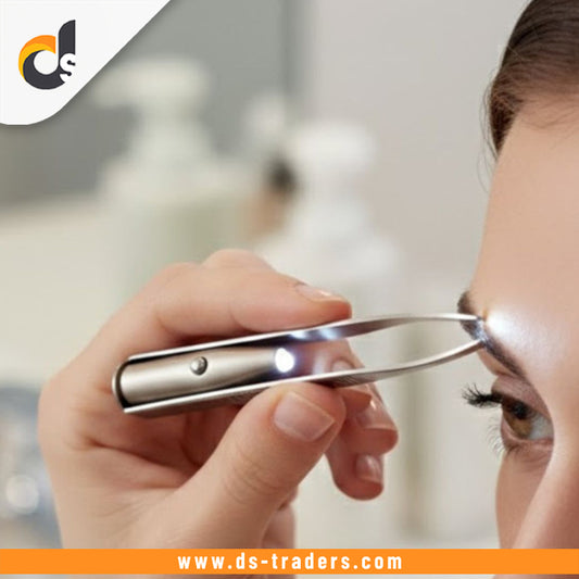 Stainless Steel LED Lighted Eyebrow Tweezer