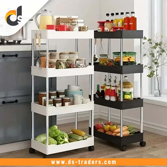 4-Tier Trolley Organizer With Movable Wheels