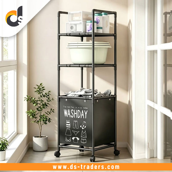 Modern 3-Section Laundry Basket with 360 Rotating Wheels