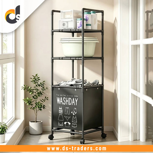 Modern 3-Section Laundry Basket with 360 Rotating Wheels