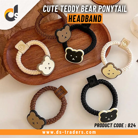 Cute Teddy Bear Ponytail Headband
