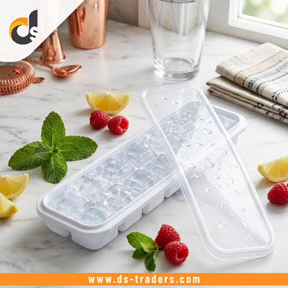 16 Grid Plastic Ice Cube Tray With Lid