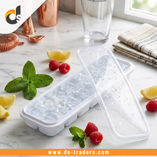 16 Grid Plastic Ice Cube Tray With Lid