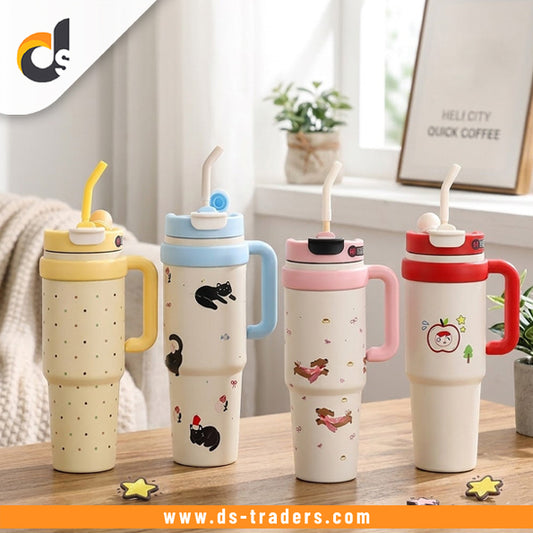 Stainless Steel Heat Insulated Water Bottle with Straw