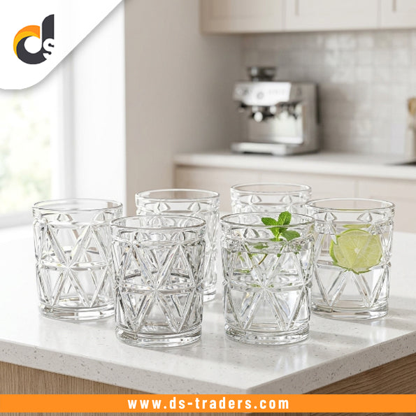 6PCs Diamond Cut Glass Set