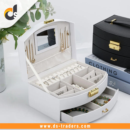 Portable Jewelry Storage Box with Mirror