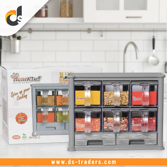 6 In 1 Spice Storage Jar with Drawer