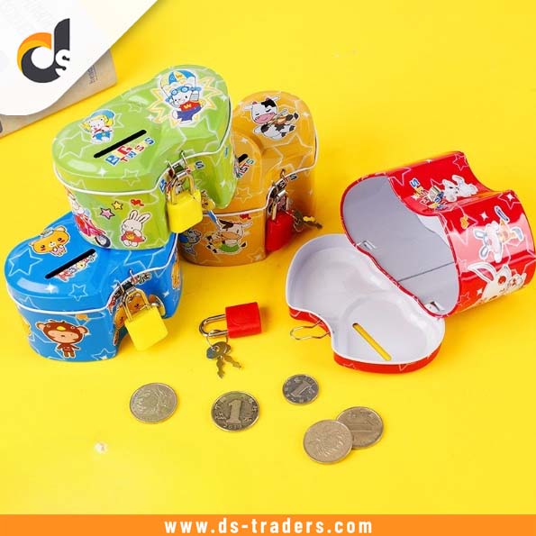 Double Heart Shape Metal Coin Box