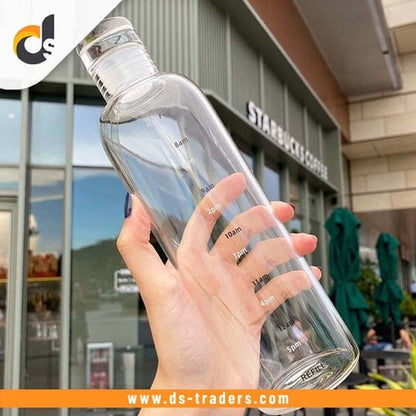 Transparent Glass Water Bottle With Time Scale 1000ML