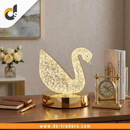 Rechargeable Swan Shape Crystal Lamp