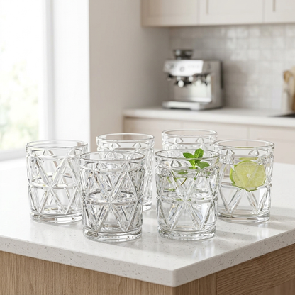 6PCs Diamond Cut Glass Set