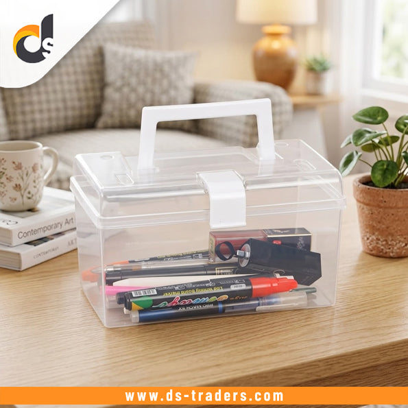 Plastic Transparent Storage Lock Box With Handle