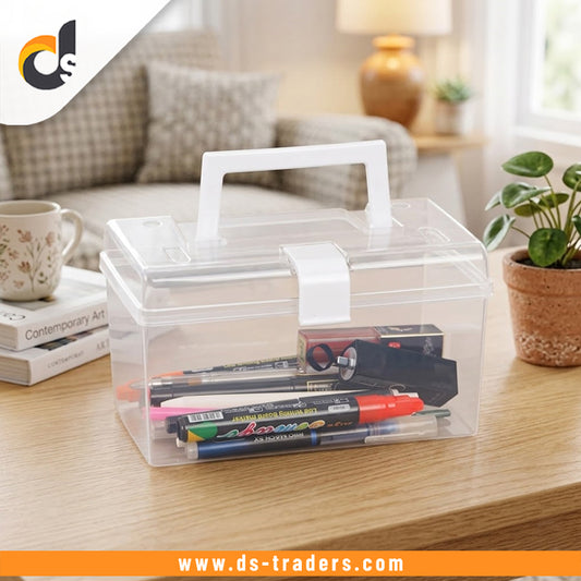 Plastic Transparent Storage Lock Box With Handle