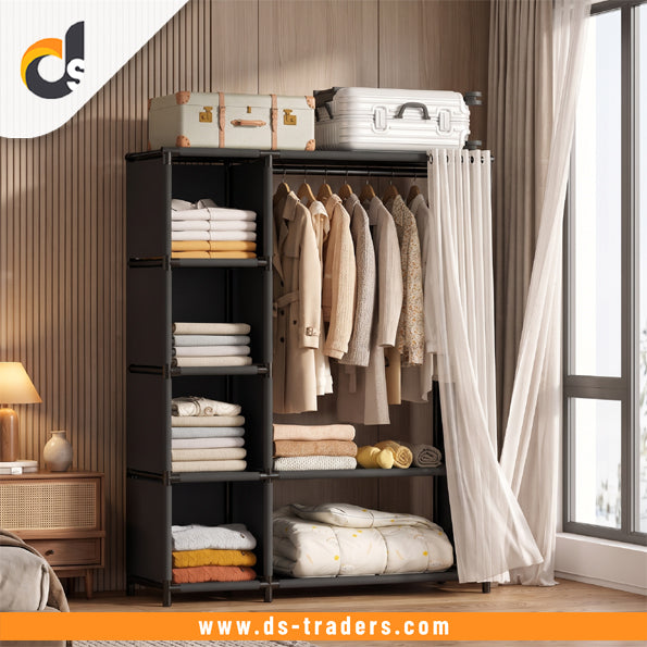 Portable Fabric Wardrobe With Dustproof Cover