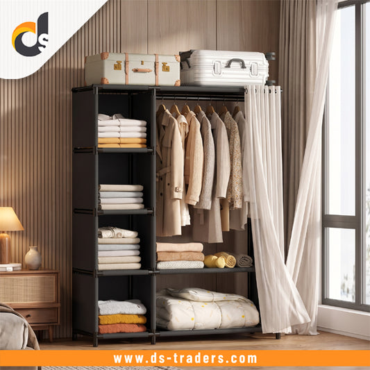 Portable Fabric Wardrobe With Dustproof Cover