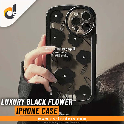 Luxury Black Flower Design - iPhone Back Case Only