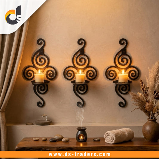 3PCs Wooden Black Vintage Wall Shelf
