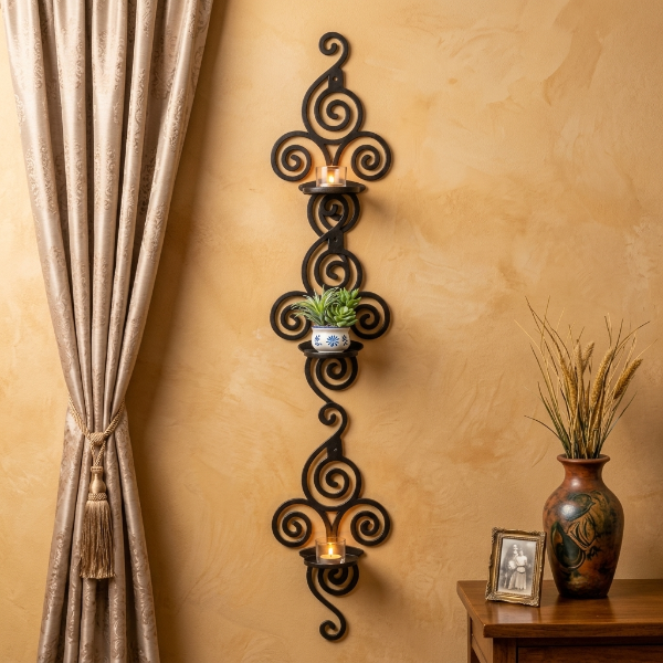 3PCs Wooden Black Vintage Wall Shelf