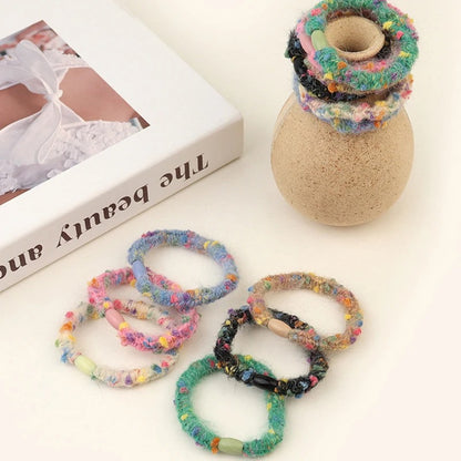 Colorful Dotted Wool Knitted Hair Rope (Hand Made)