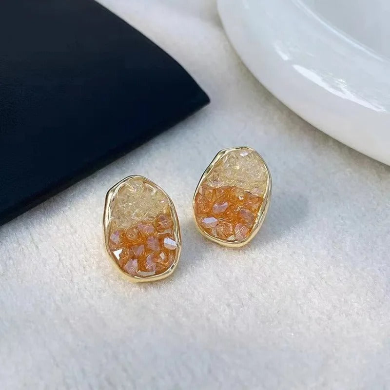Elegant Crushed Rhinestone Earrings
