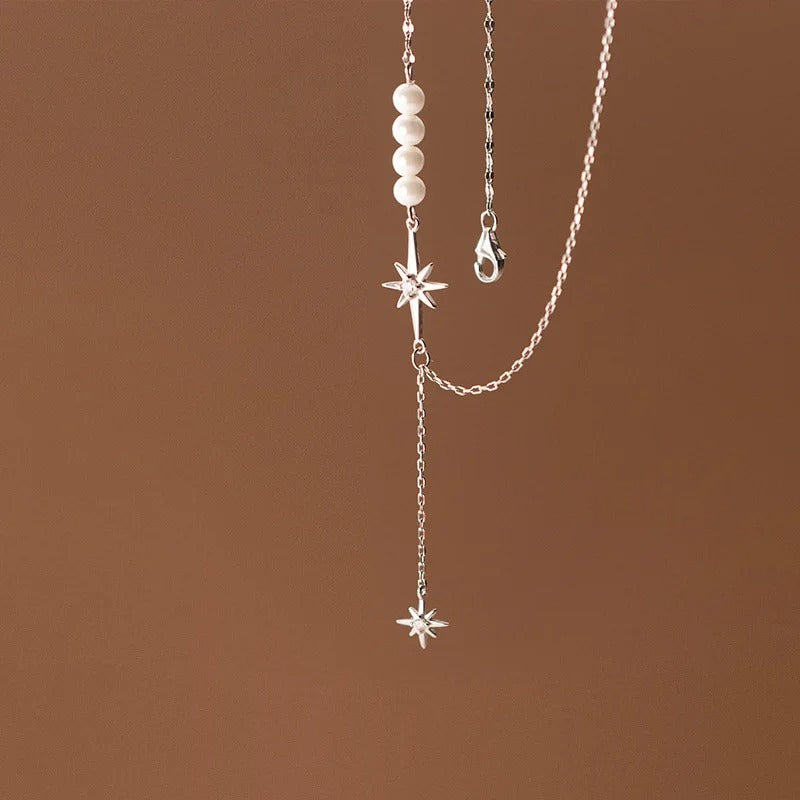 Beautiful Pearl & Star Pendant Necklace