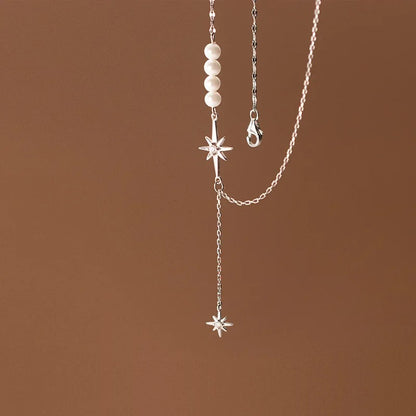Beautiful Pearl & Star Pendant Necklace