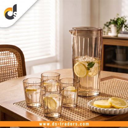 5PCs Acrylic Water Bottle & Glass Set