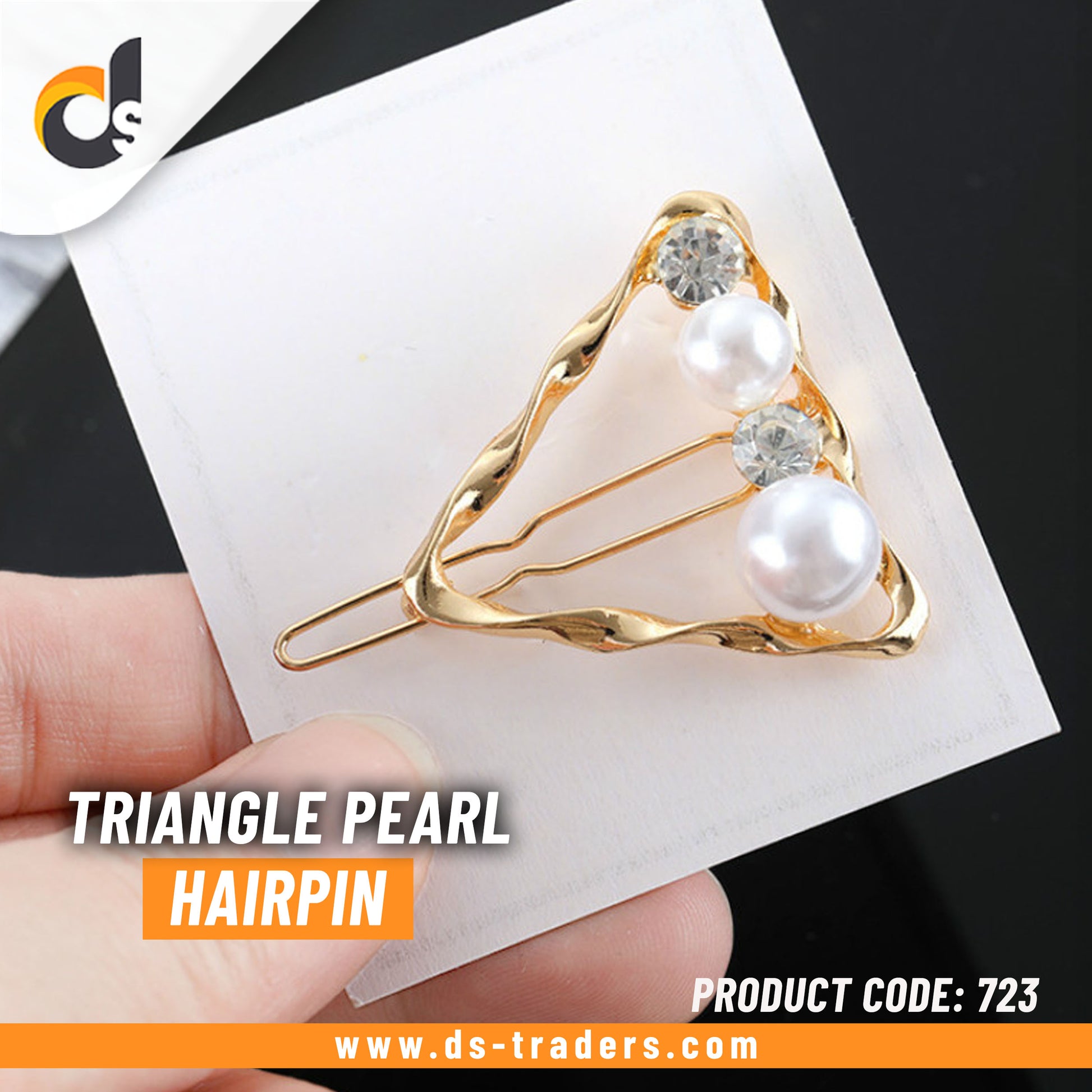 Triangle Diamond & Pearl Hairpin - DS Traders