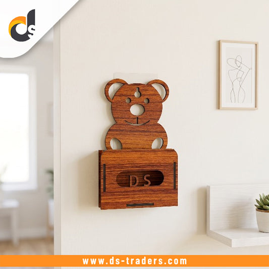 Portable Wooden Bear Mobile Holder