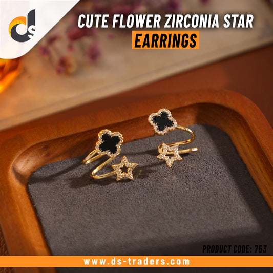 Cute Flower Zirconia Star Earrings