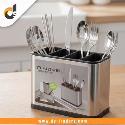 4-Section Kitchen Stainless Steel Cutlery Organizer