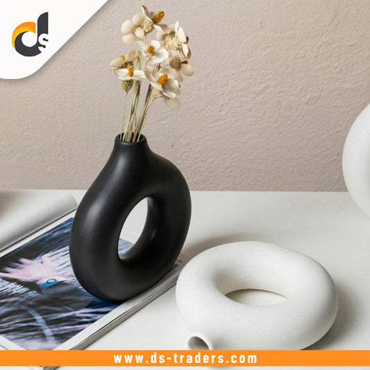 Elegant Donut Shape Ceramic Flower Vase