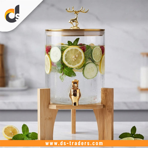 Luxury Glass Beverage Dispenser with Deer Lid