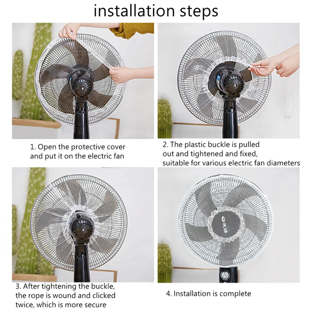 Cartoon Printed Safety Net Dustproof Fan Cover