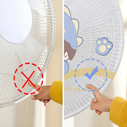 Cartoon Printed Safety Net Dustproof Fan Cover