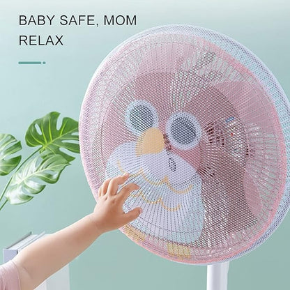 Cartoon Printed Safety Net Dustproof Fan Cover