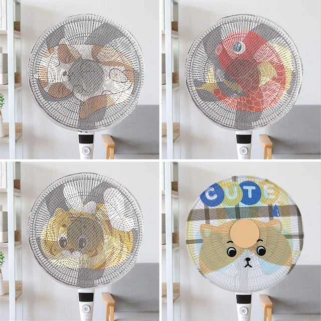 Cartoon Printed Safety Net Dustproof Fan Cover