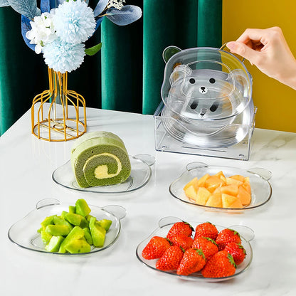 2Pc Bear Shape Food Storage Tray