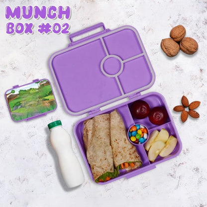 Cartoon Printed Lunch Box 3 Partition & Dip Portion